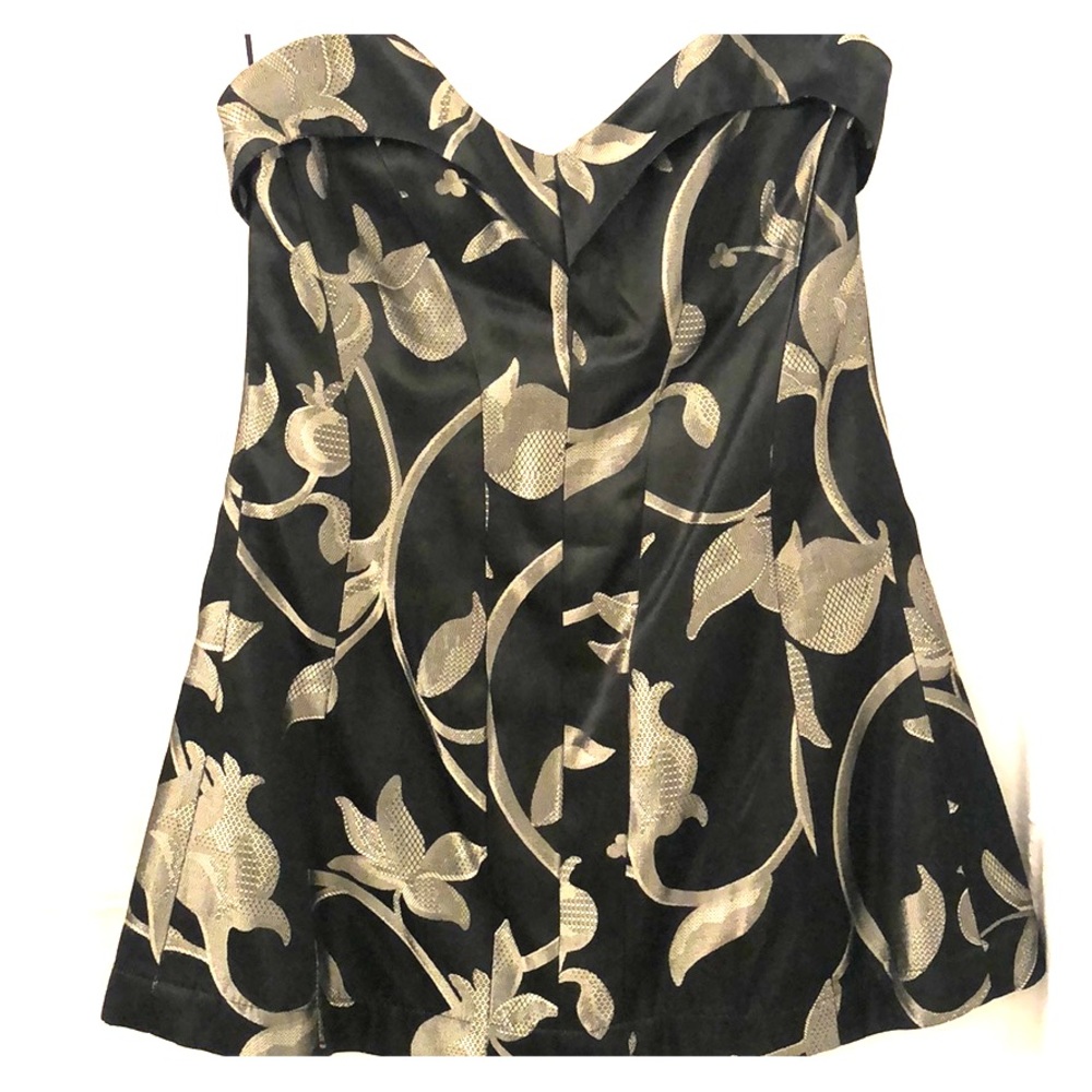 black silk strapless top
